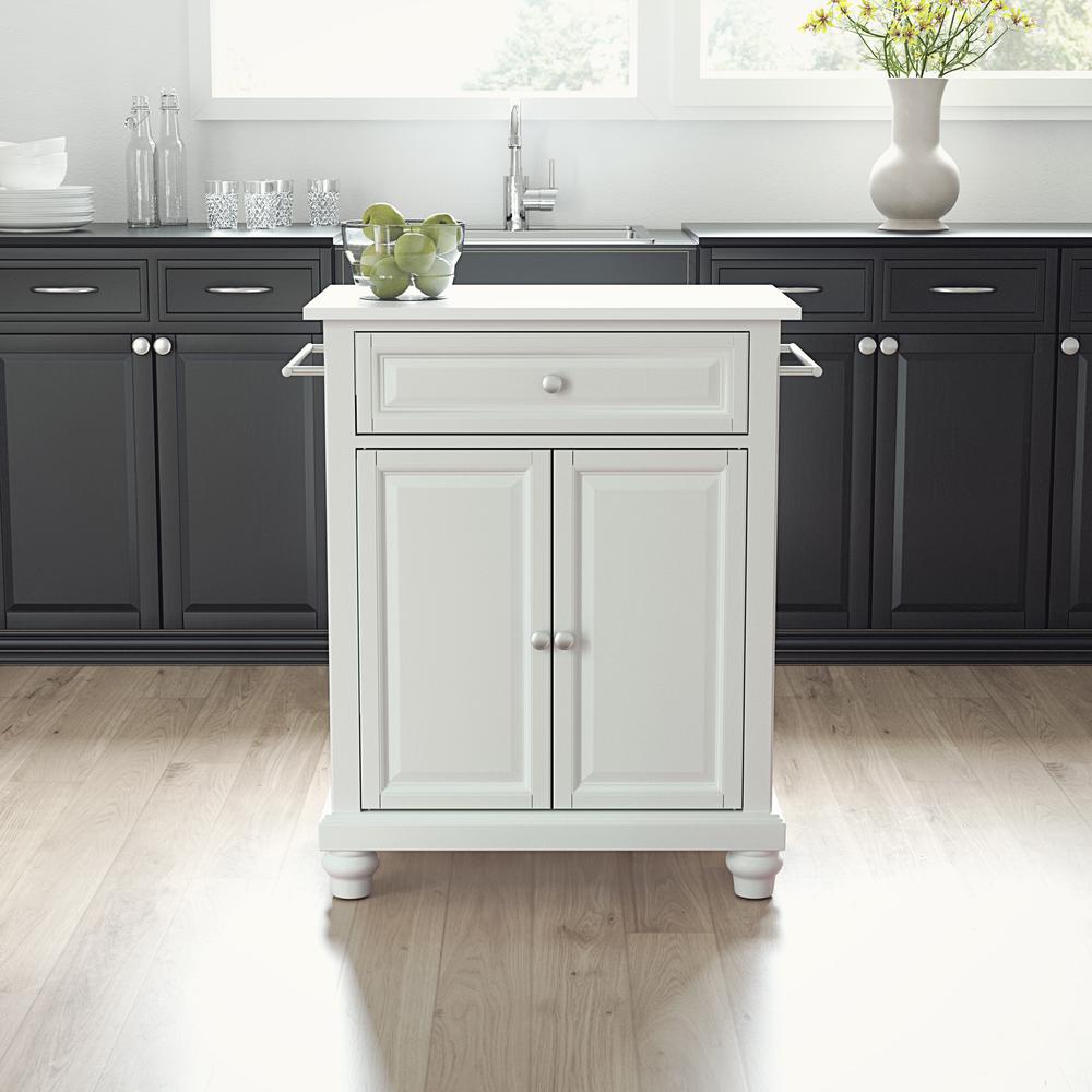 Cambridge Stone Top Portable Kitchen Island/Cart White/White. Picture 3