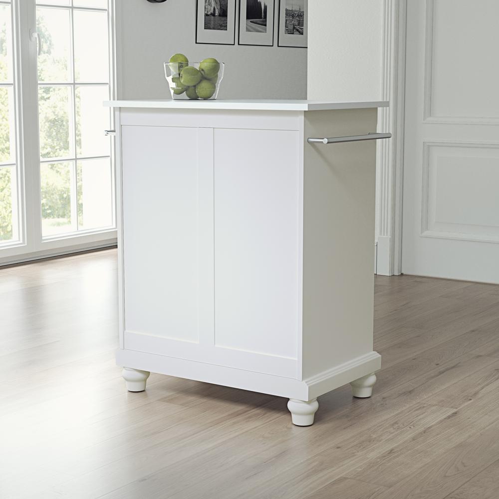 Cambridge Stone Top Portable Kitchen Island/Cart White/White. Picture 4
