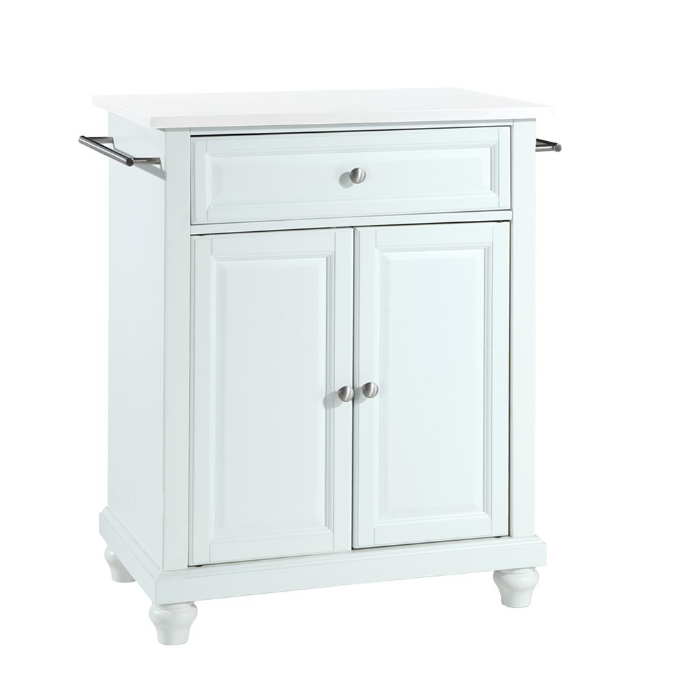 Cambridge Stone Top Portable Kitchen Island/Cart White/White. Picture 5