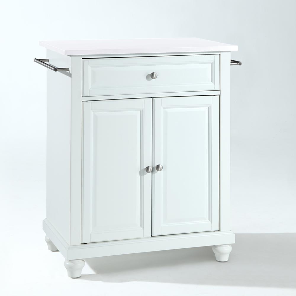 Cambridge Stone Top Portable Kitchen Island/Cart White/White. Picture 9