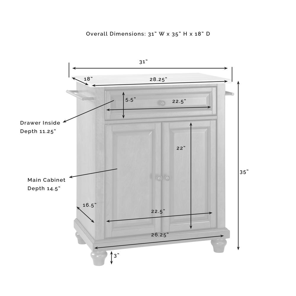 Cambridge Stone Top Portable Kitchen Island/Cart White/White. Picture 10