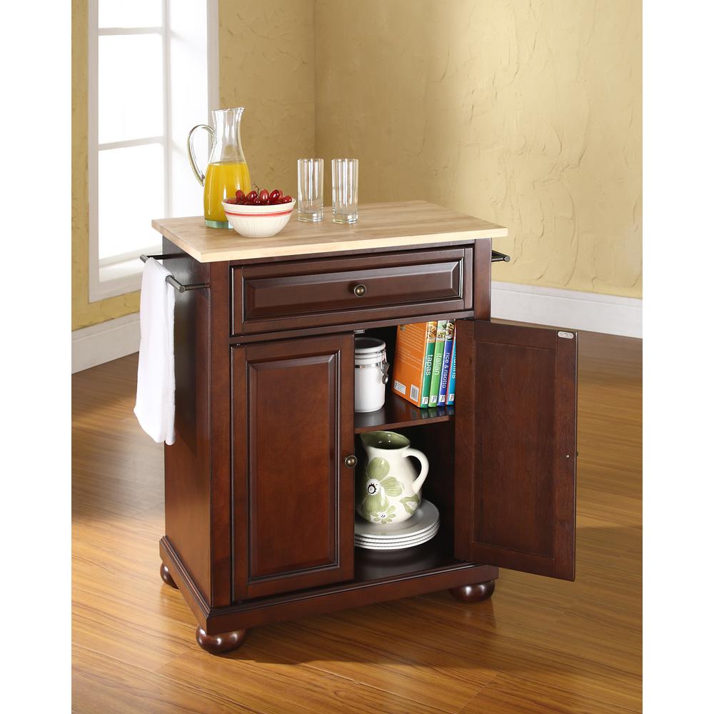 Alexandria Wood Top Portable Kitchen Island/Cart Mahogany/Natural. Picture 3