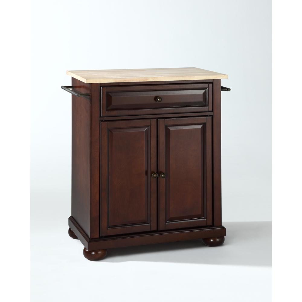 Alexandria Wood Top Portable Kitchen Island/Cart Mahogany/Natural. Picture 1