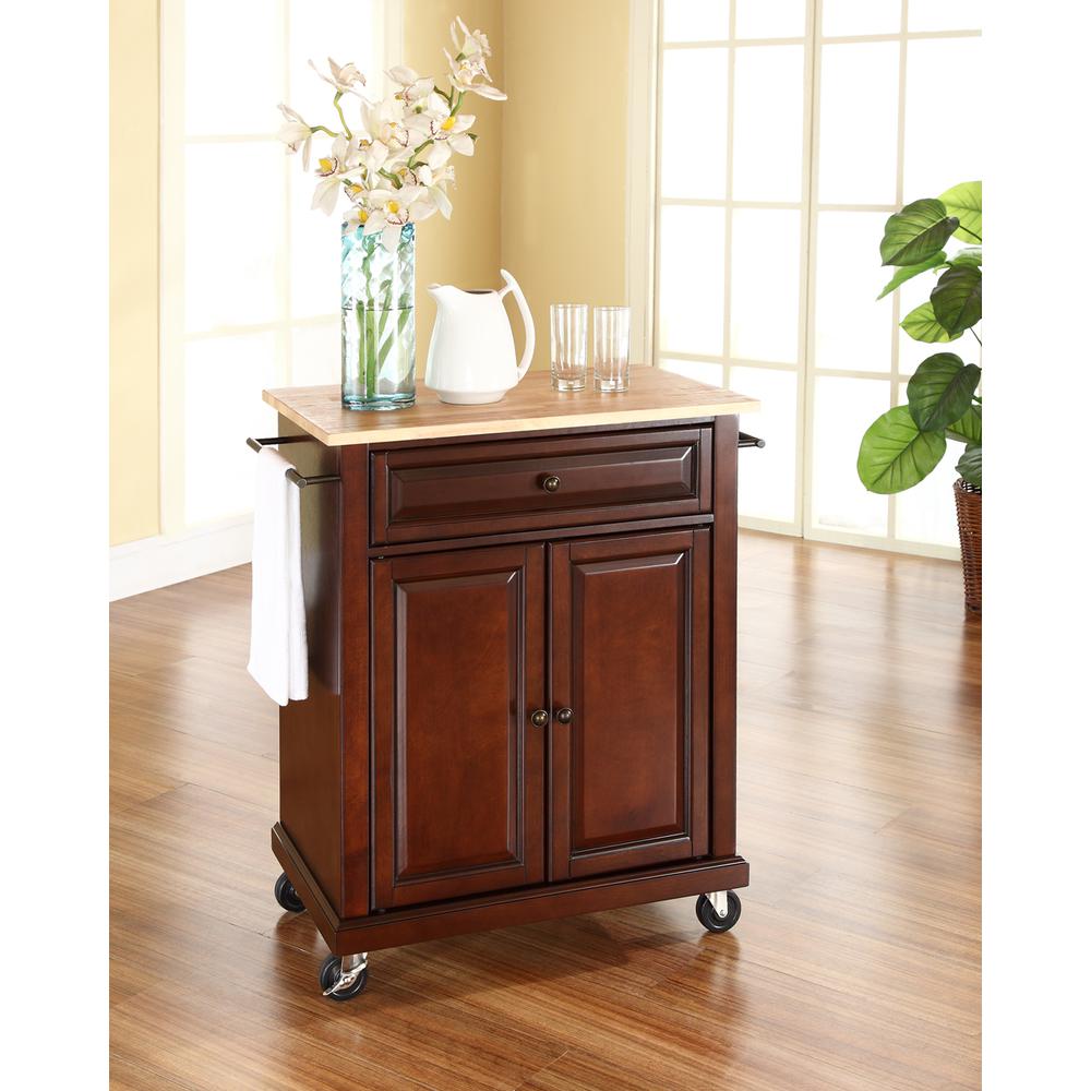Compact Wood Top Kitchen Cart. Picture 2