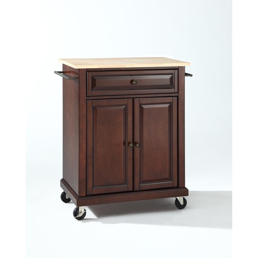 Compact Wood Top Kitchen Cart. Picture 1