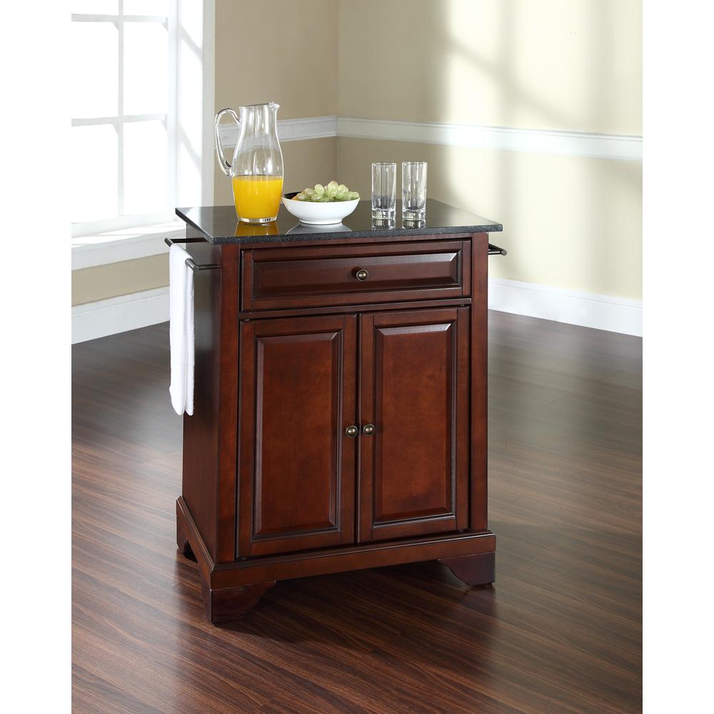 Lafayette Granite Top Portable Kitchen Island/Cart Mahogany/Black. Picture 2