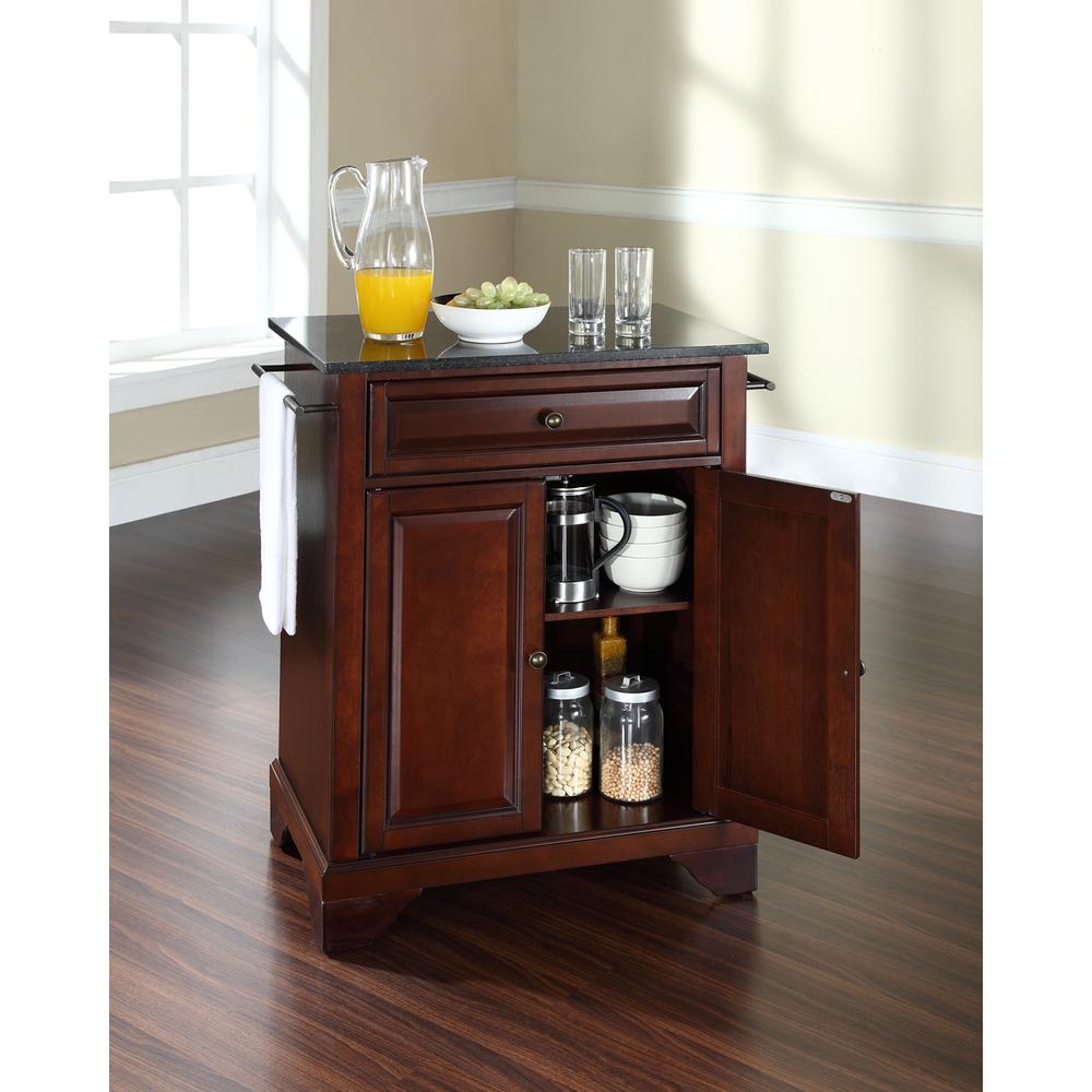 Lafayette Granite Top Portable Kitchen Island/Cart Mahogany/Black. Picture 3