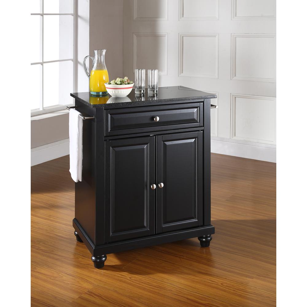 Cambridge Granite Top Portable Kitchen Island/Cart Black/Black. Picture 2