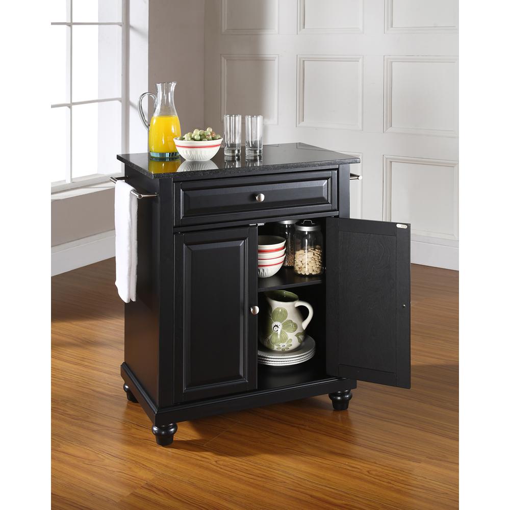 Cambridge Granite Top Portable Kitchen Island/Cart Black/Black. Picture 3