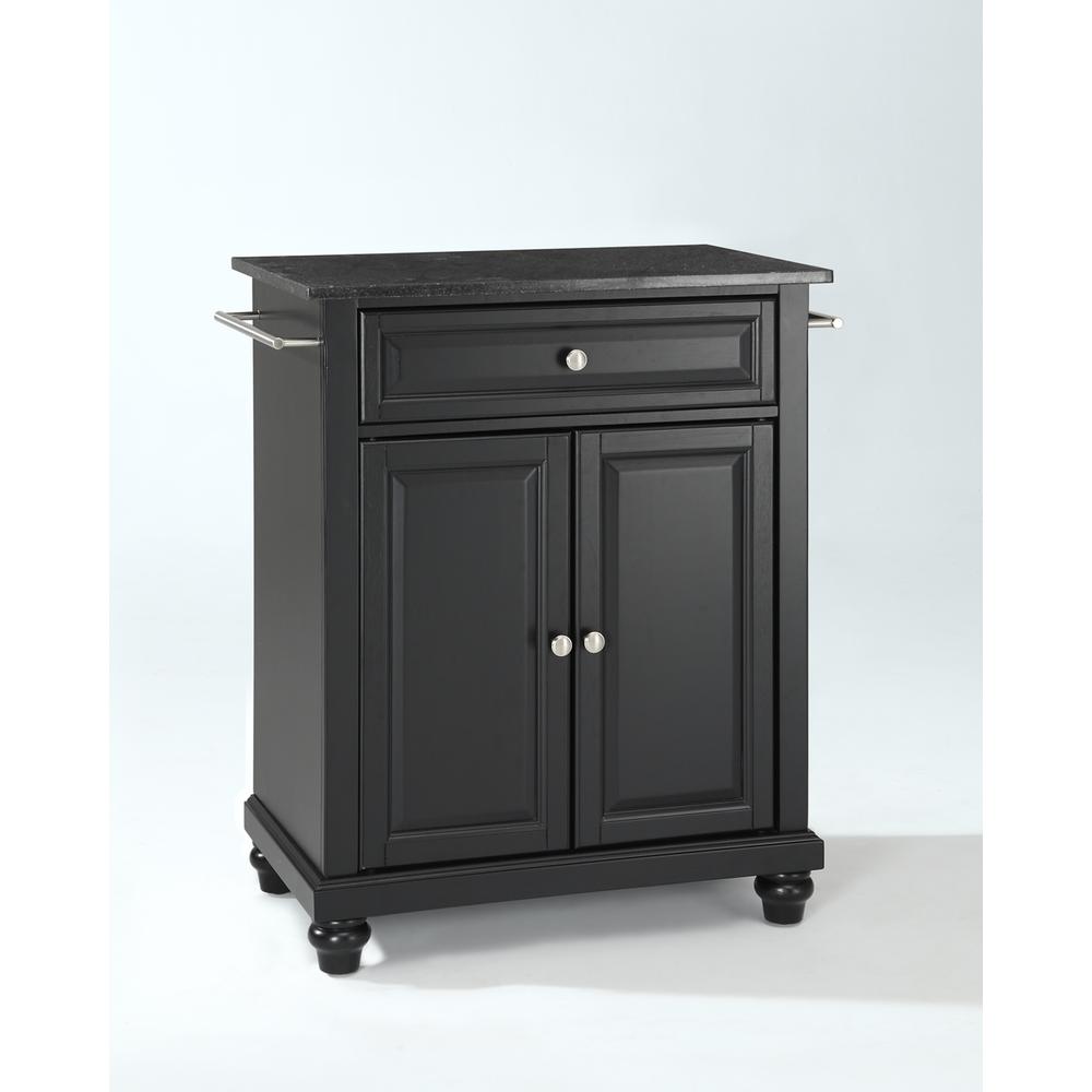 Cambridge Granite Top Portable Kitchen Island/Cart Black/Black. Picture 1