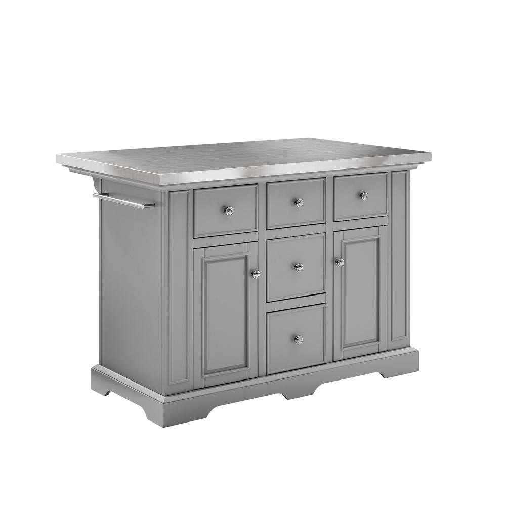 Julia Kitchen Island Gray/Stainless Steel. Picture 1