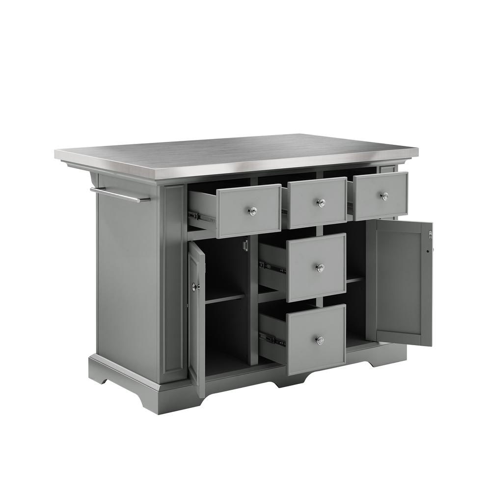 Julia Kitchen Island Gray/Stainless Steel. Picture 6