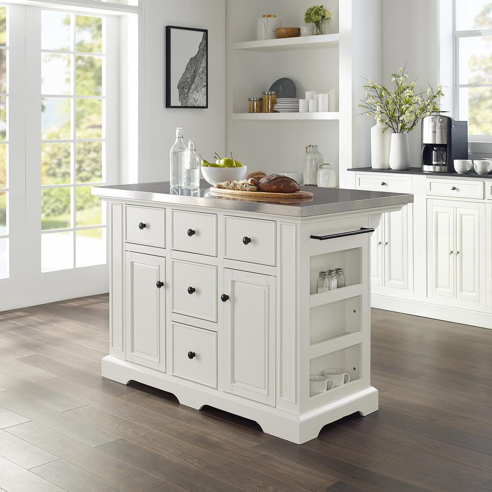 Julia Kitchen Island White/Stainless Steel. Picture 2