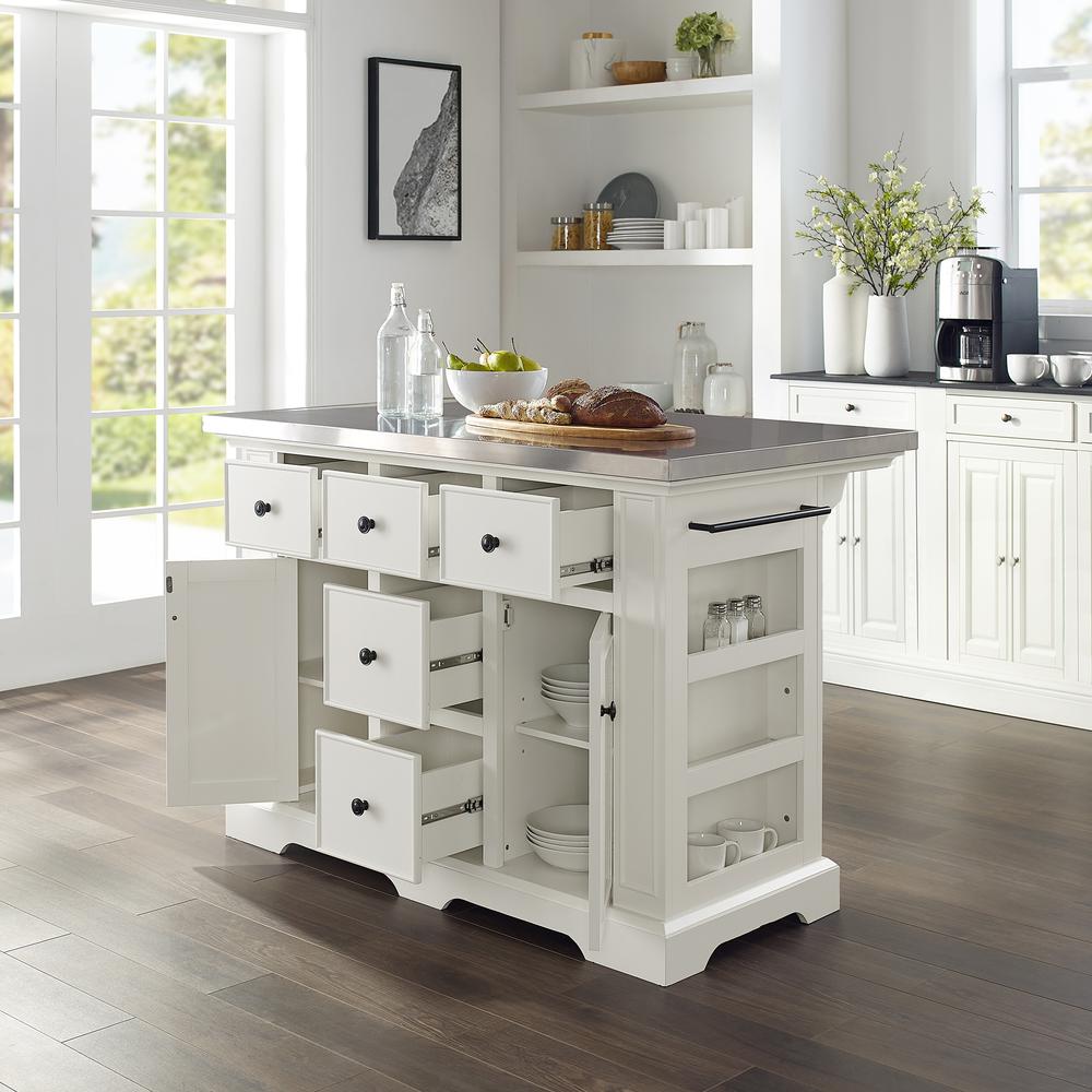 Julia Kitchen Island White/Stainless Steel. Picture 3