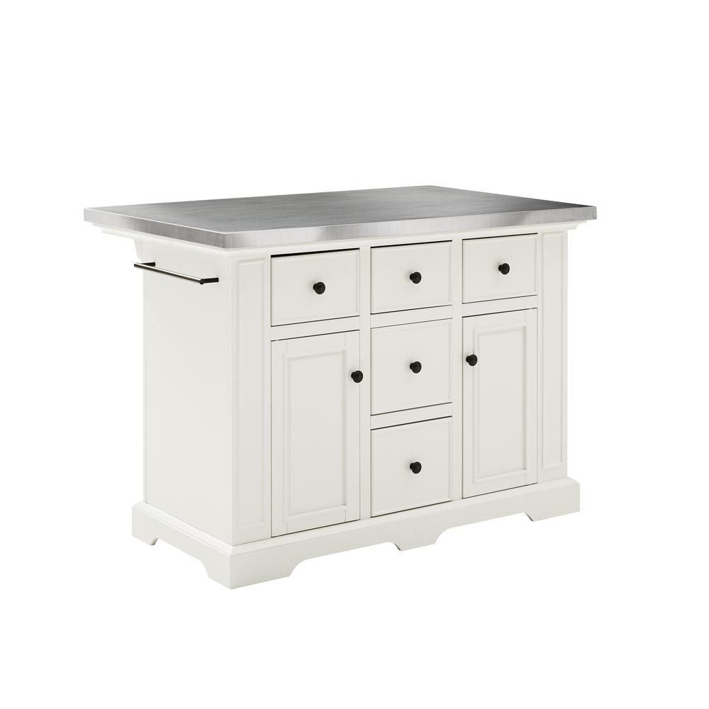 Julia Kitchen Island White/Stainless Steel. Picture 1