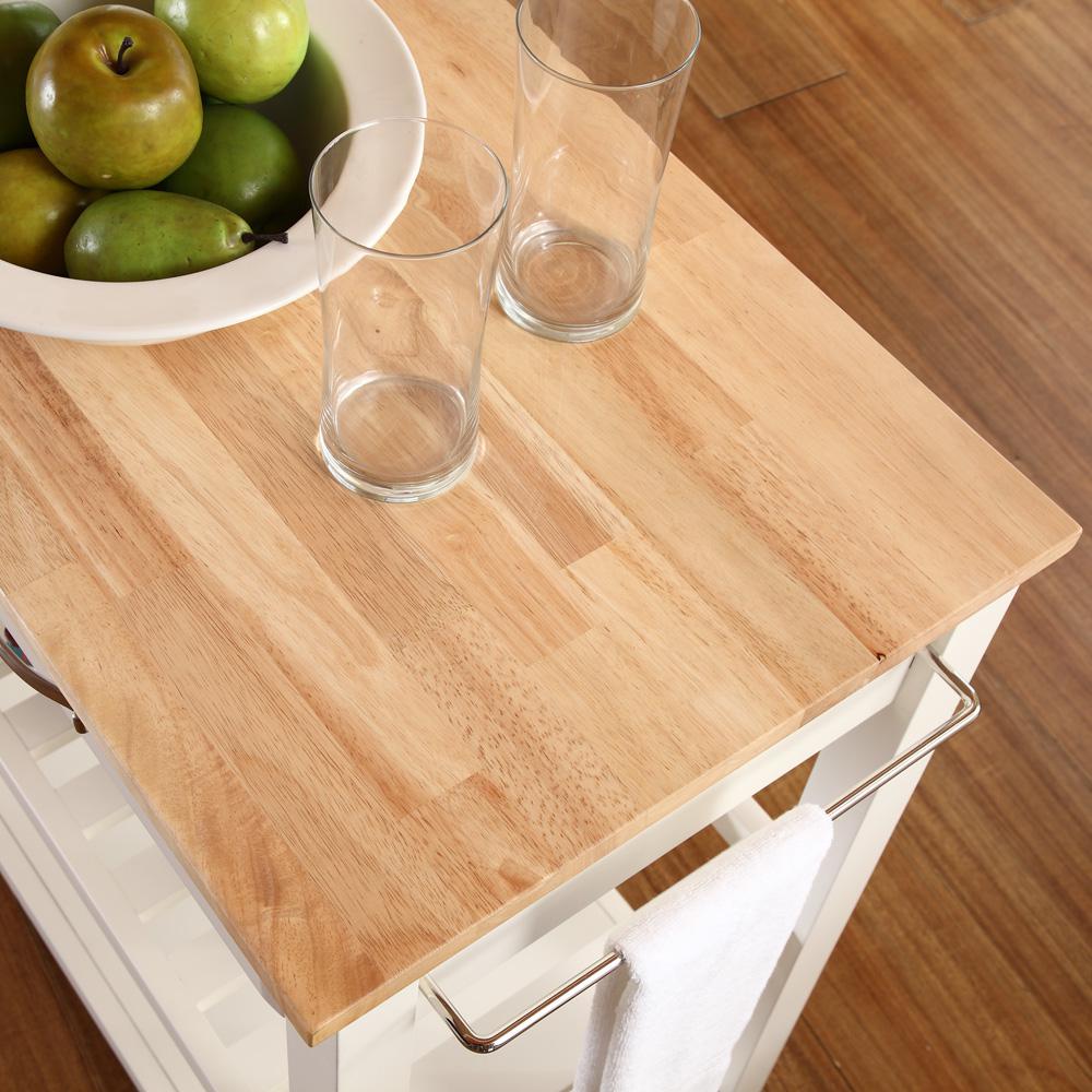 Wood Top Kitchen Prep Rolling Cart. Picture 2