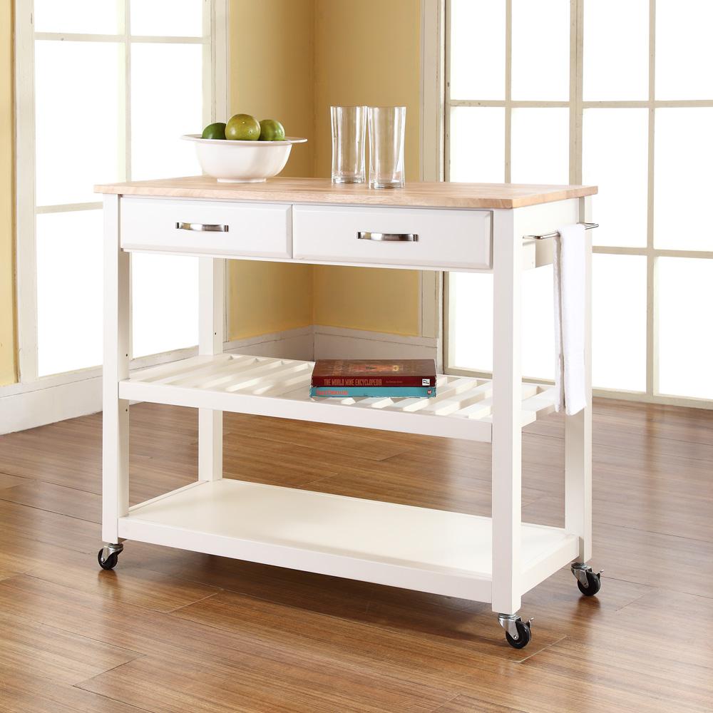 Wood Top Kitchen Prep Rolling Cart. Picture 3