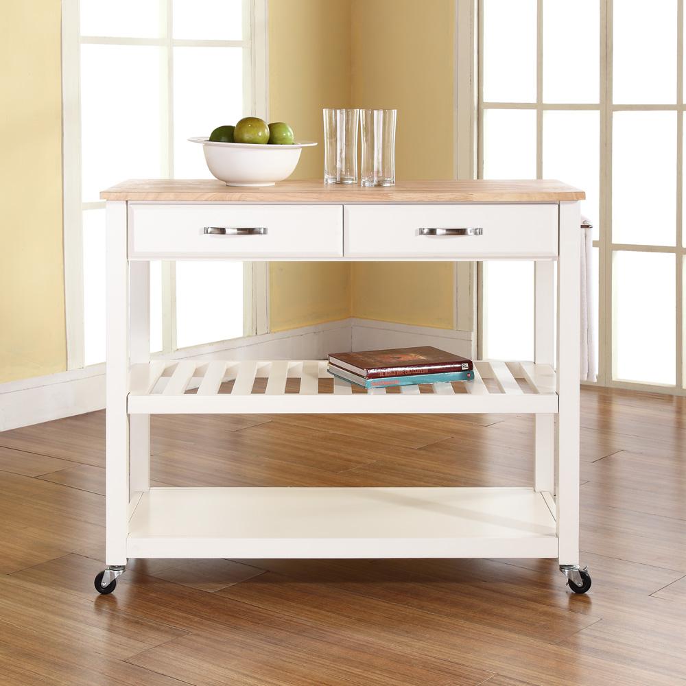 Wood Top Kitchen Prep Rolling Cart. Picture 4