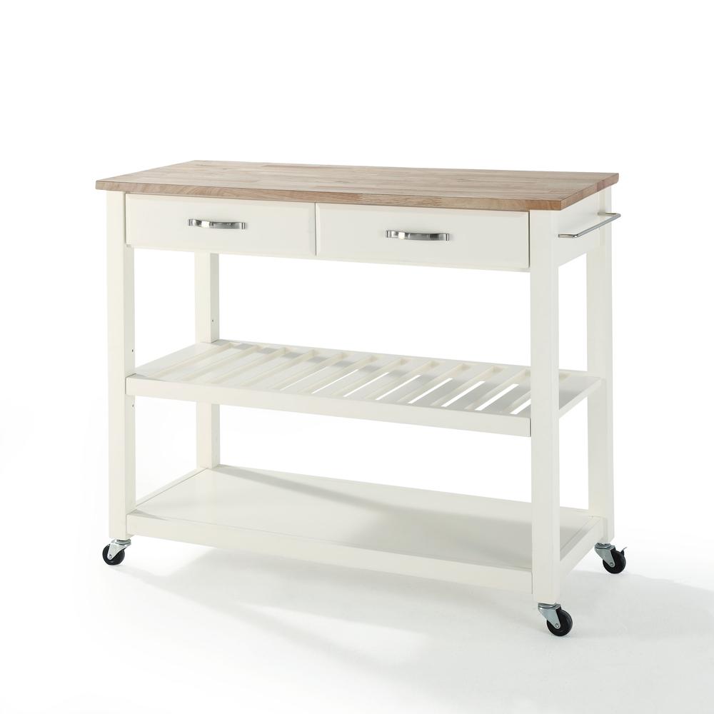 Wood Top Kitchen Prep Rolling Cart. Picture 1