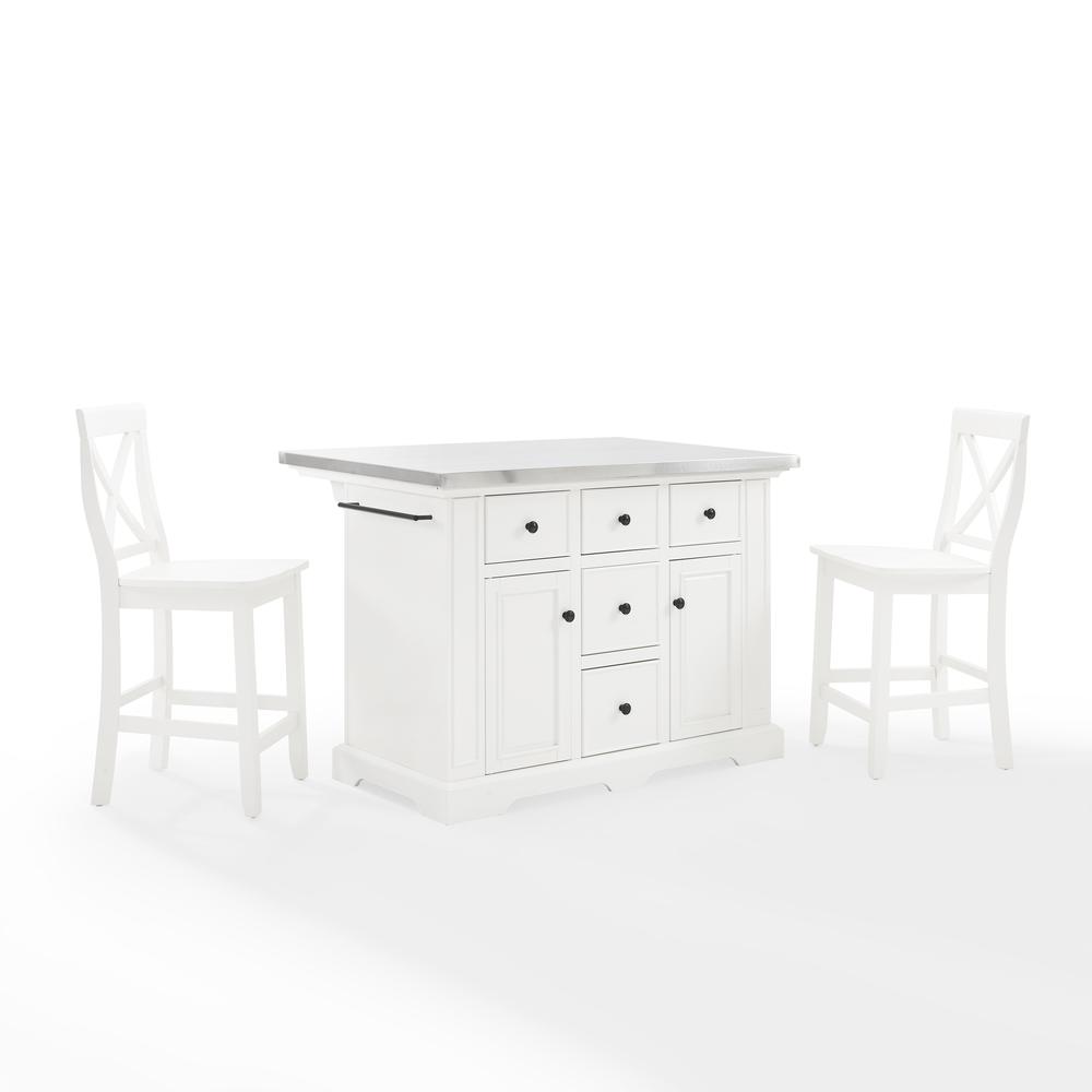 Julia Stainless Steel Top Island W/X-Back Stools. Picture 6