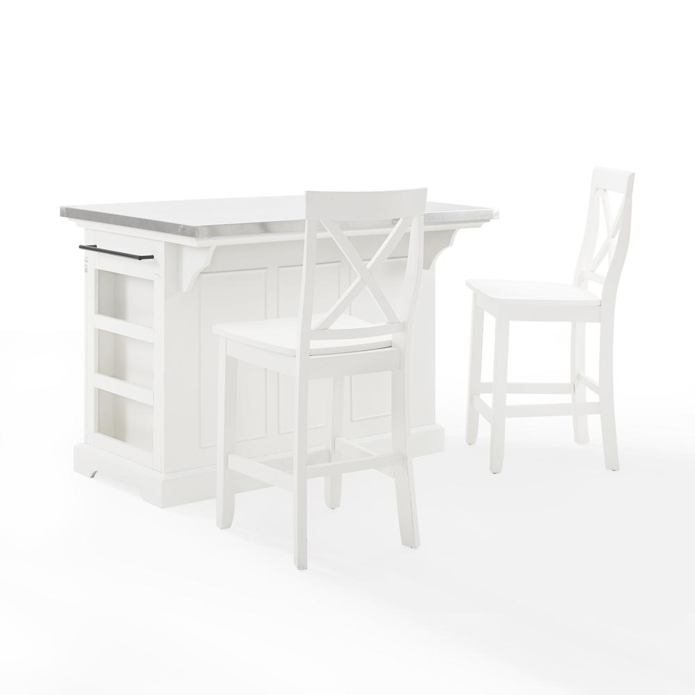 Julia Stainless Steel Top Island W/X-Back Stools. Picture 7