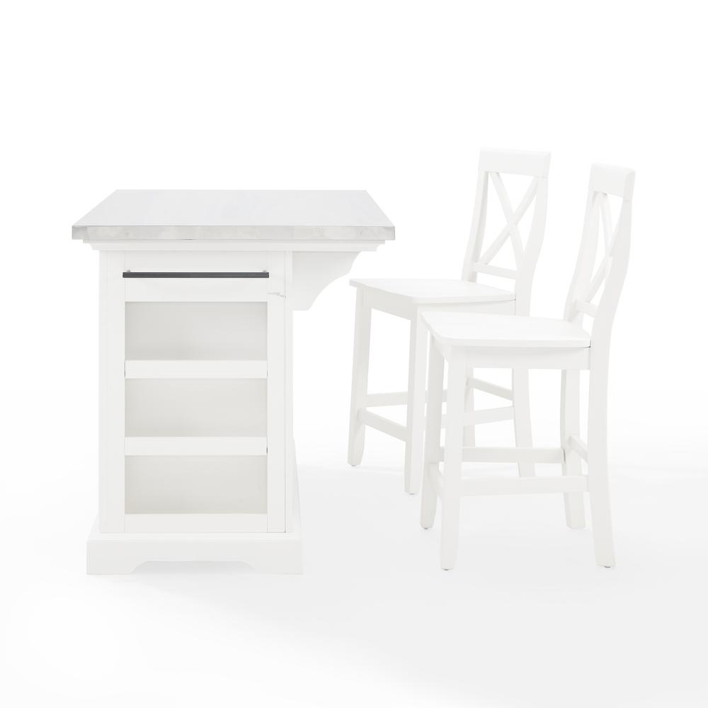 Julia Stainless Steel Top Island W/X-Back Stools. Picture 8