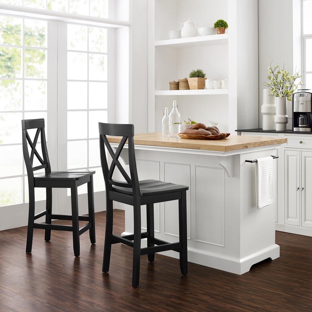 Julia Wood Top Island W/X-Back Stools - Island & 2 Stools. Picture 3