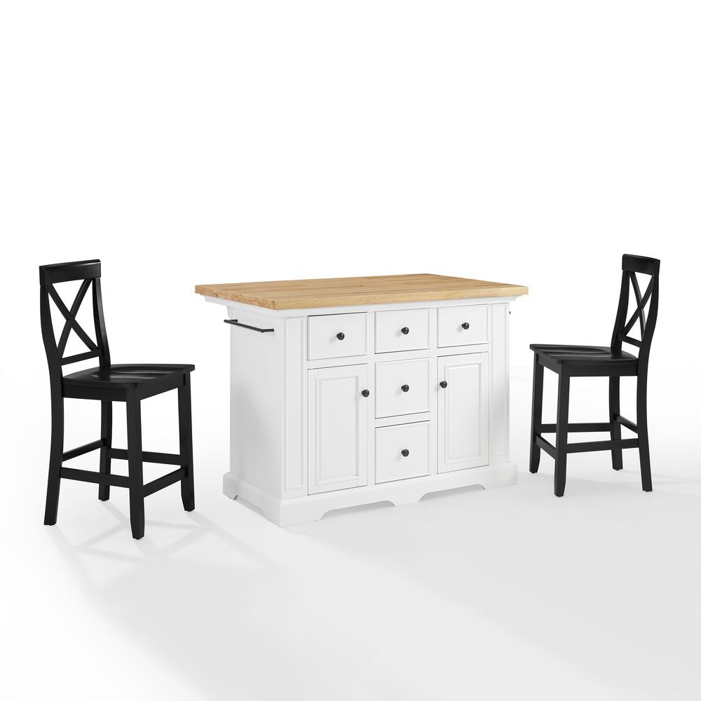 Julia Wood Top Island W/X-Back Stools - Island & 2 Stools. Picture 7