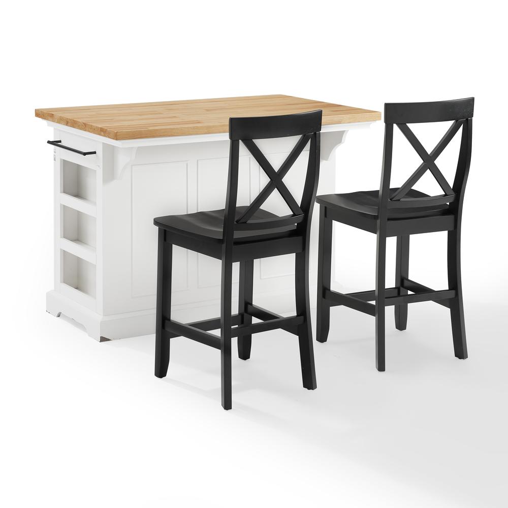 Julia Wood Top Island W/X-Back Stools - Island & 2 Stools. Picture 8