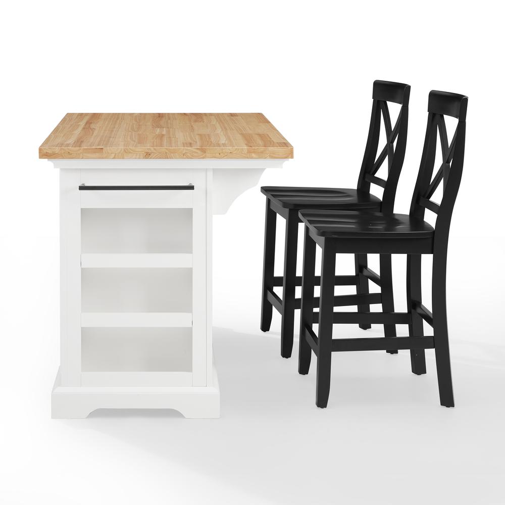 Julia Wood Top Island W/X-Back Stools - Island & 2 Stools. Picture 9