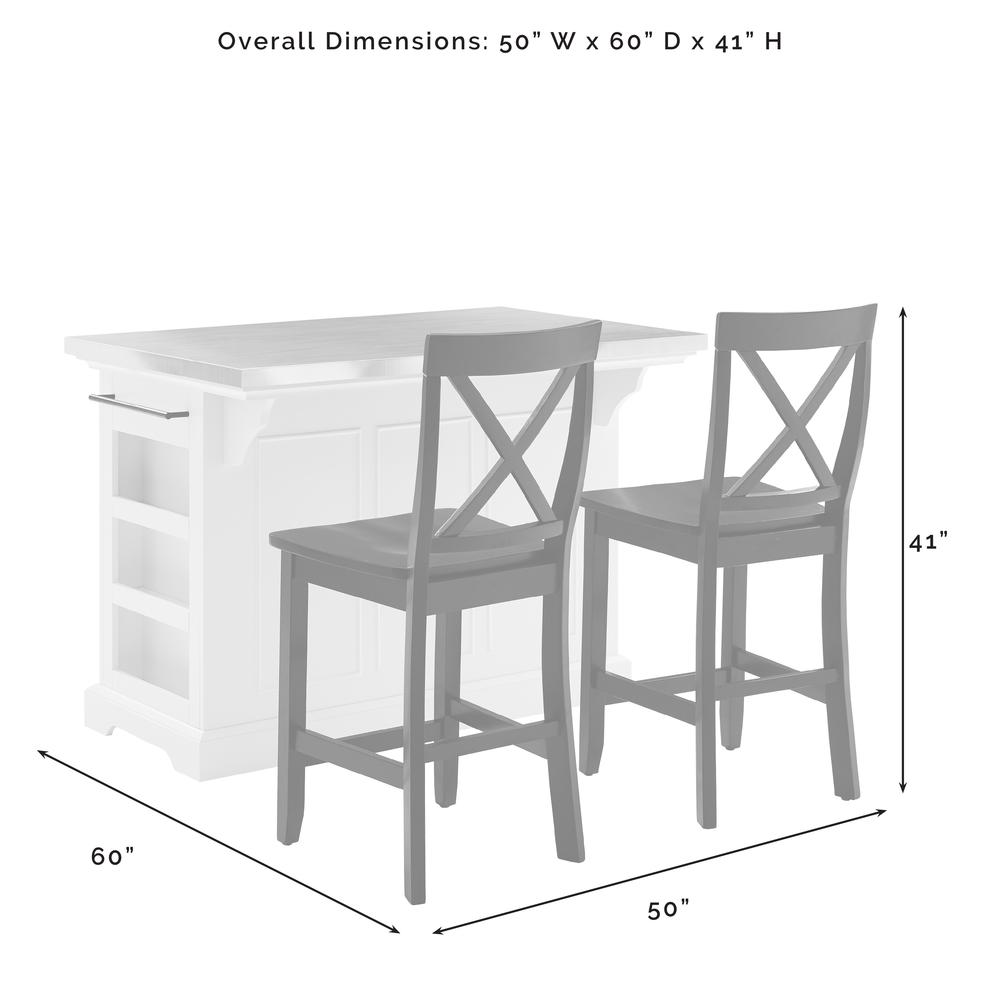 Julia Wood Top Island W/X-Back Stools - Island & 2 Stools. Picture 10