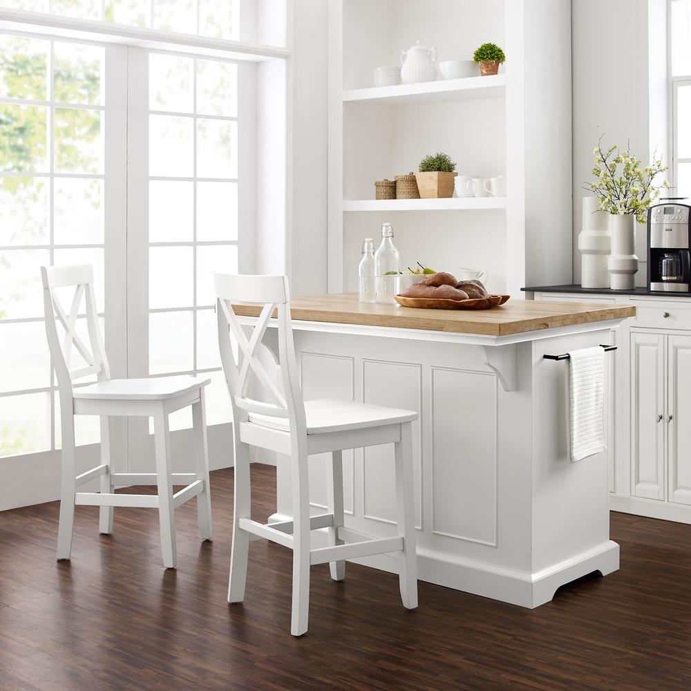 Julia Wood Top Island W/X-Back Stools - Island & 2 Stools. Picture 3