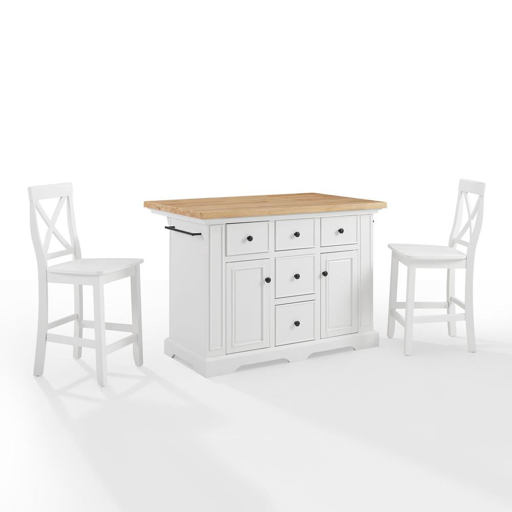 Julia Wood Top Island W/X-Back Stools - Island & 2 Stools. Picture 6