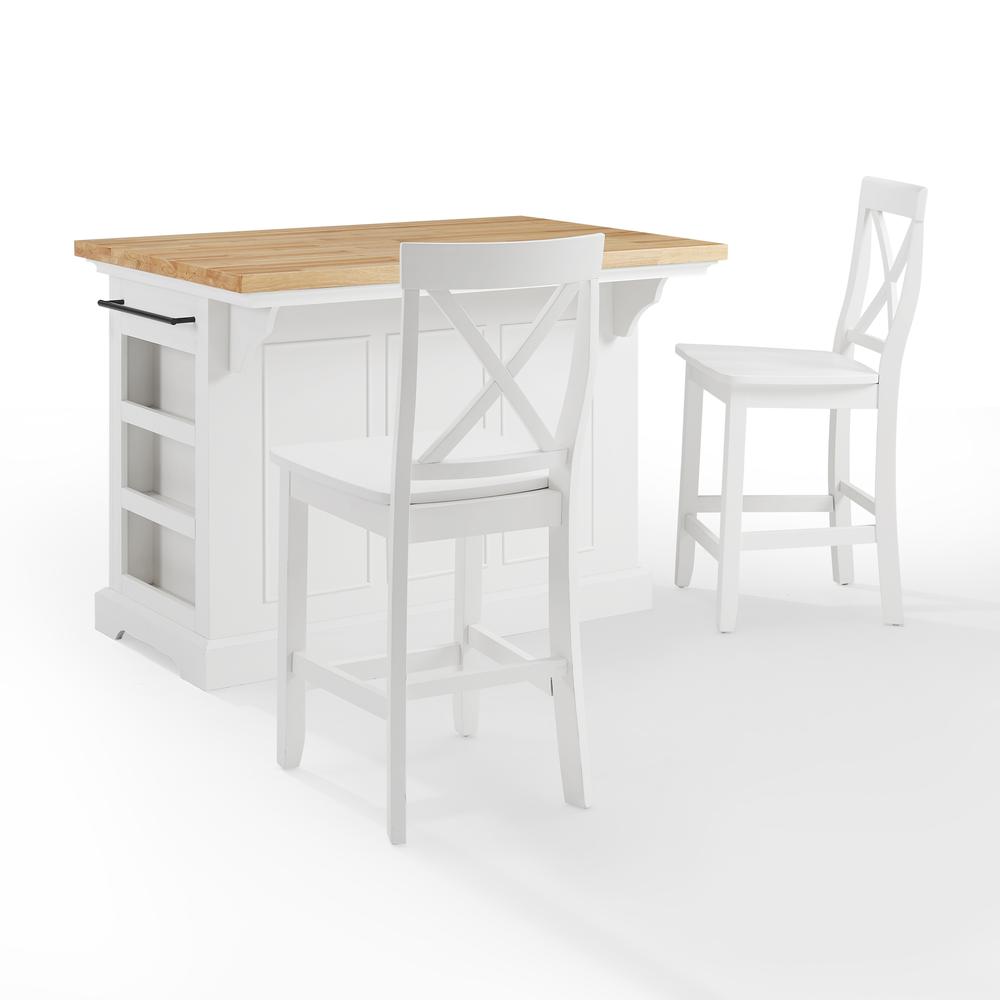 Julia Wood Top Island W/X-Back Stools - Island & 2 Stools. Picture 7