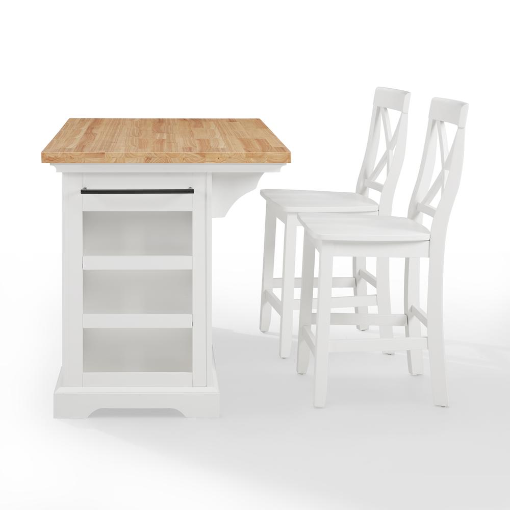 Julia Wood Top Island W/X-Back Stools - Island & 2 Stools. Picture 8