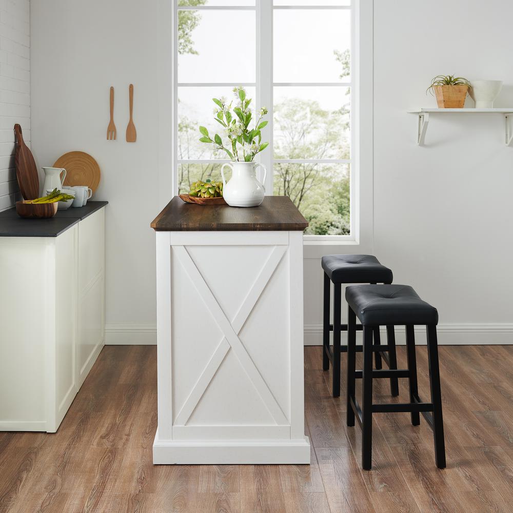 Clifton Kitchen Island W/Uph Saddle Stools - Kitchen Island & 2 Stools. Picture 6