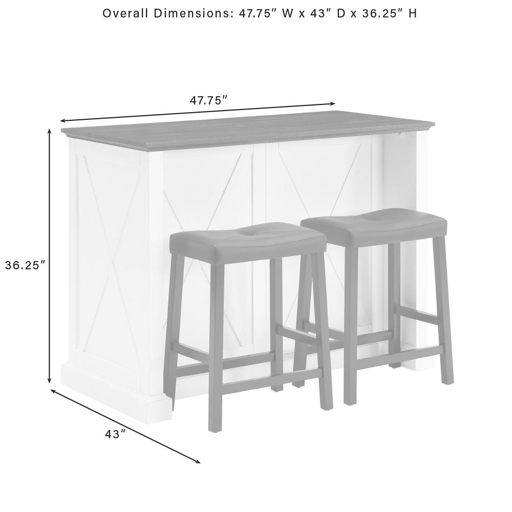 Clifton Kitchen Island W/Uph Saddle Stools - Kitchen Island & 2 Stools. Picture 17