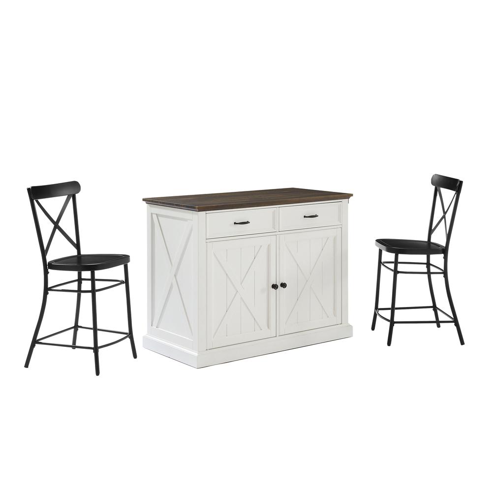 Clifton Kitchen Island W/Camille Stools - Kitchen Island & 2 Stools. Picture 1