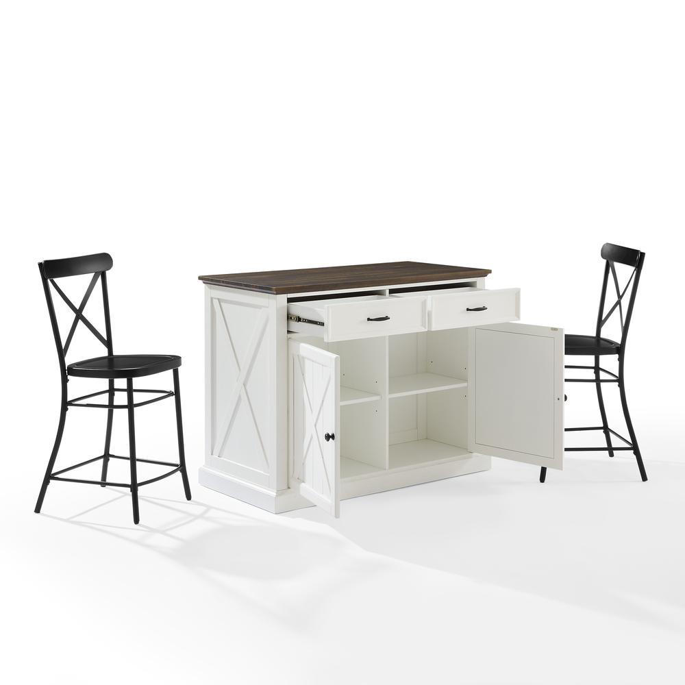 Clifton Kitchen Island W/Camille Stools - Kitchen Island & 2 Stools. Picture 11