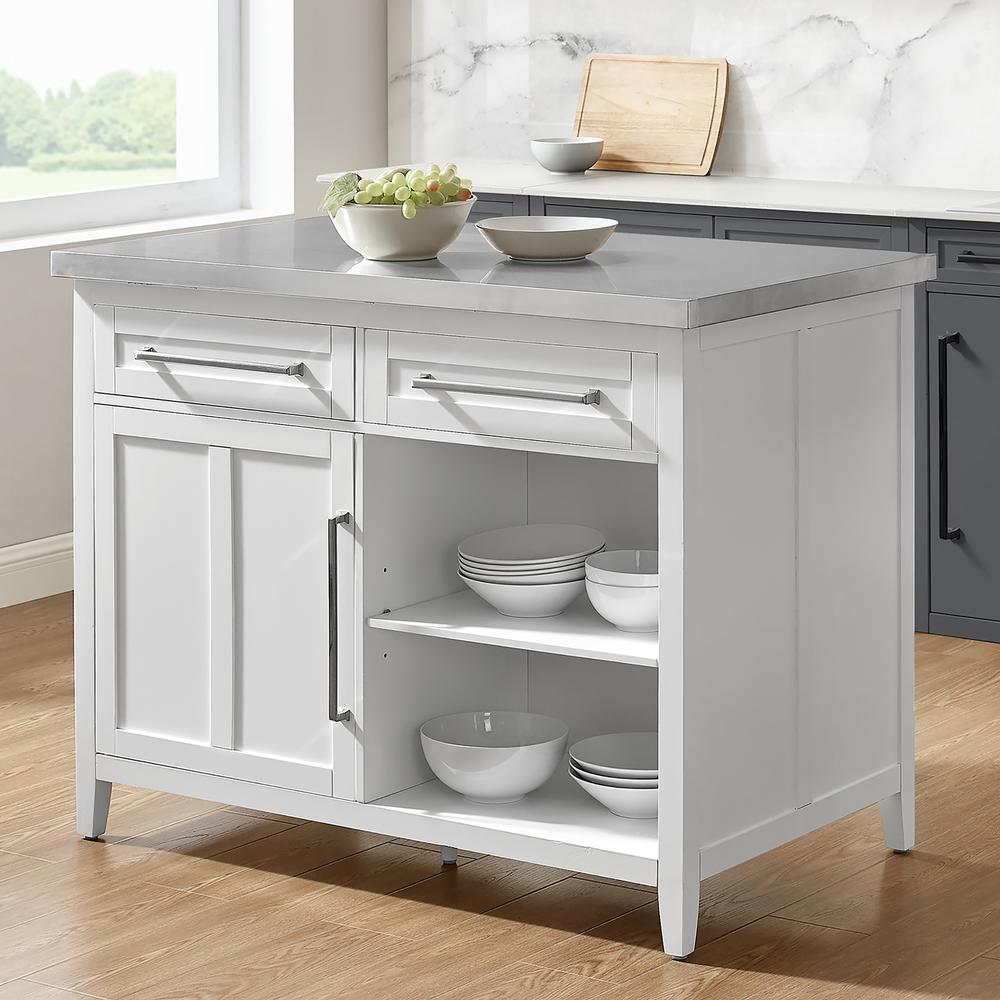Silvia Stainless Steel Top Kitchen Island. Picture 3