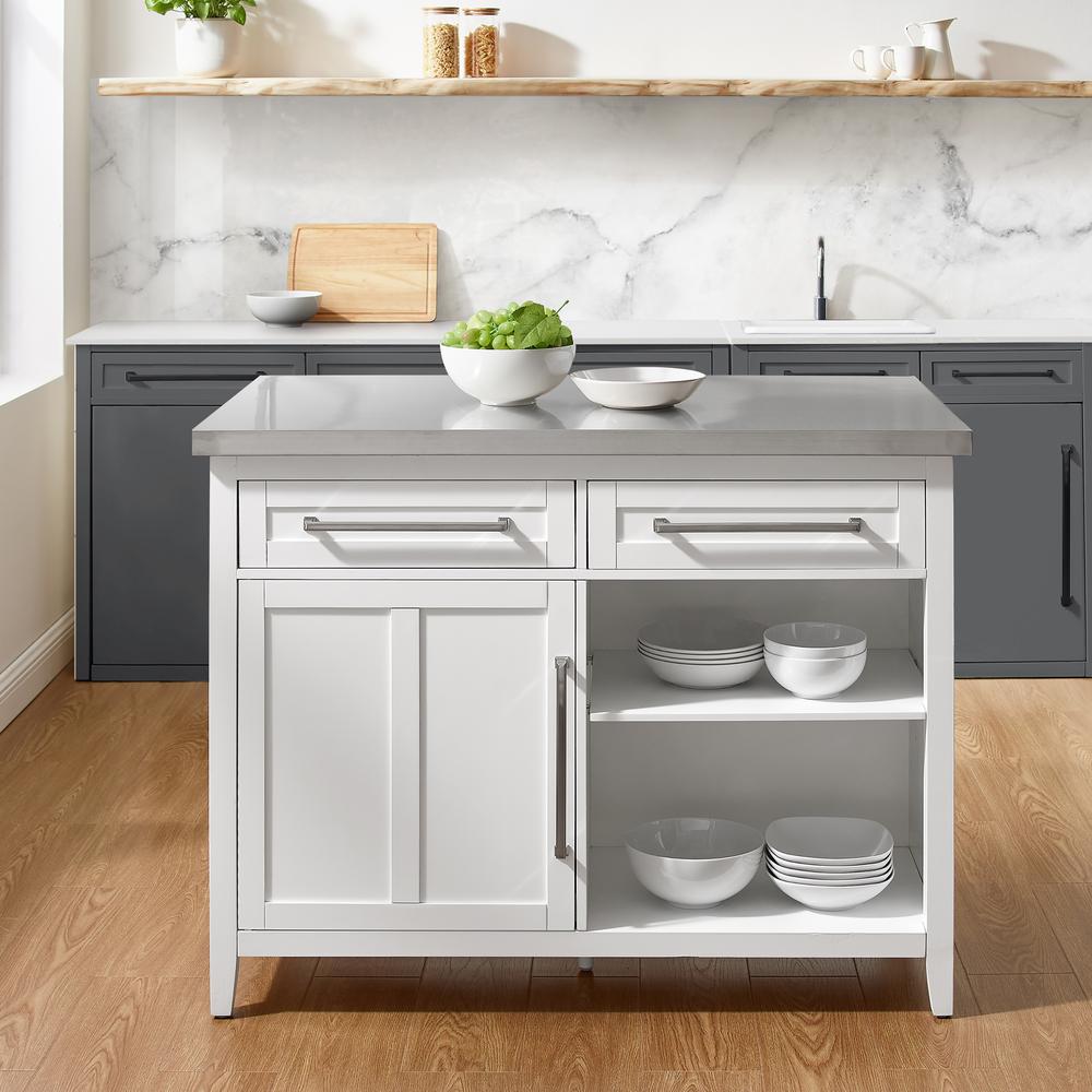 Silvia Stainless Steel Top Kitchen Island. Picture 4