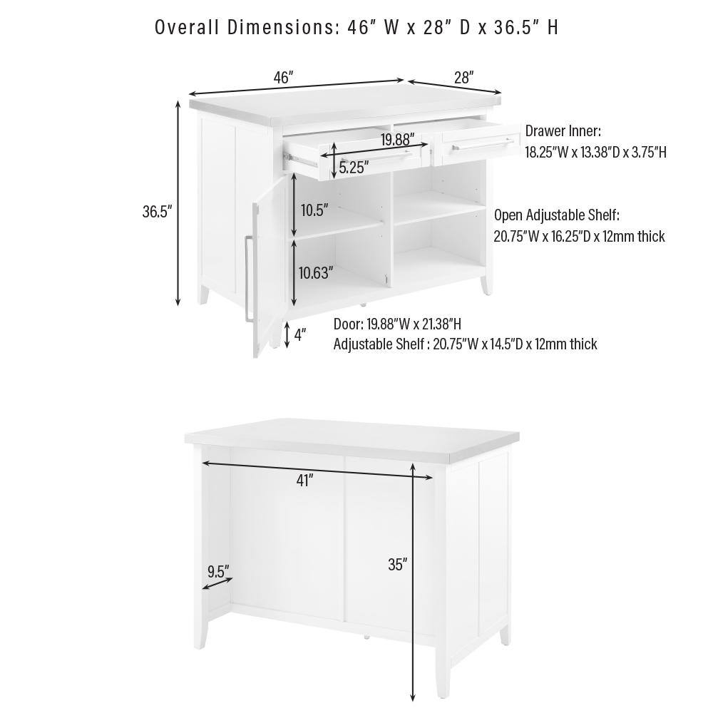Silvia Stainless Steel Top Kitchen Island. Picture 2