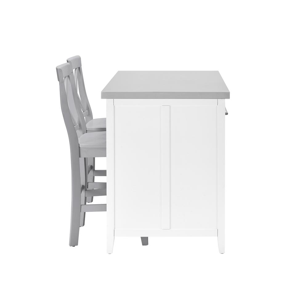 Silvia Stainless Steel Top Kitchen Island W/X-Back Stools. Picture 8