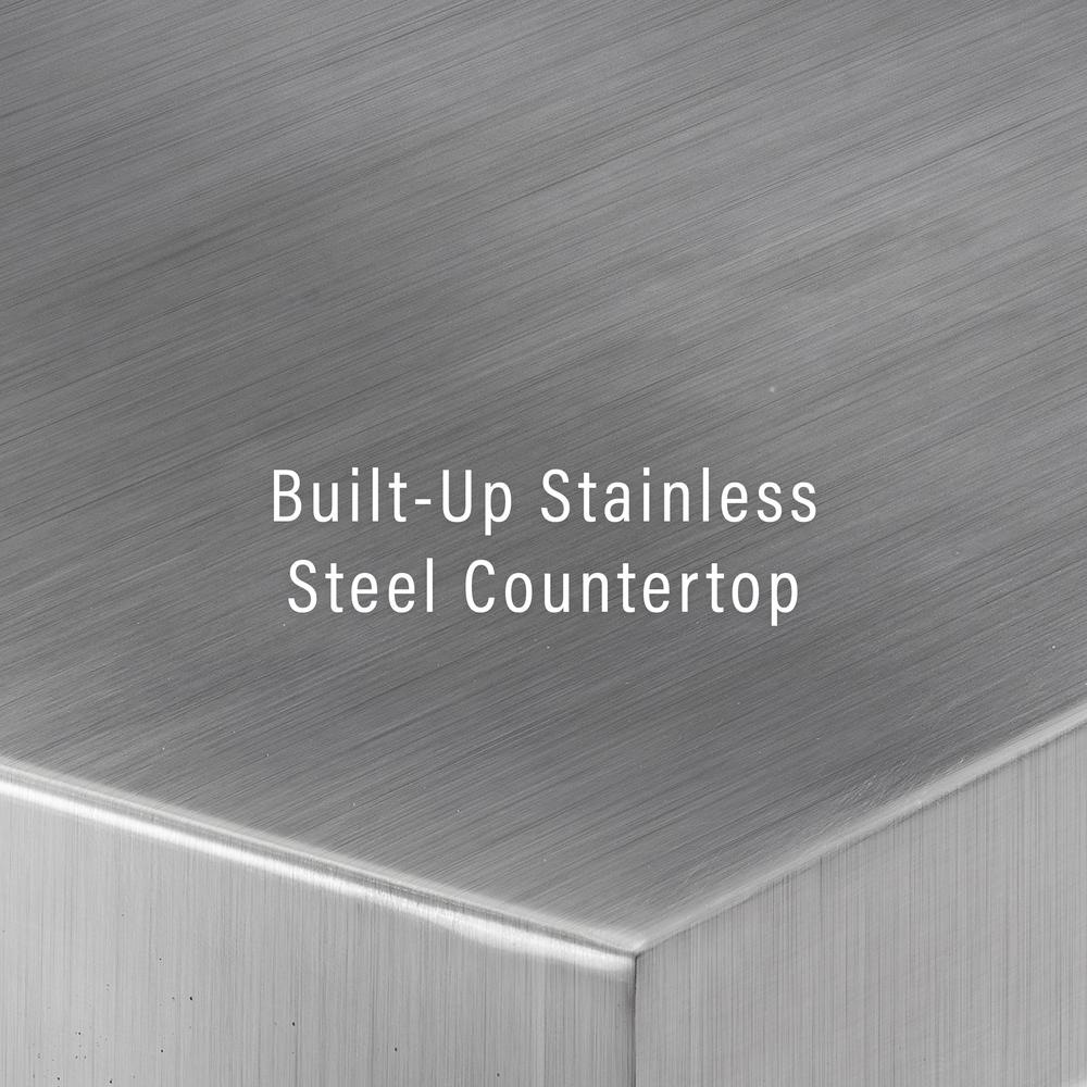 Silvia Stainless Steel Top Kitchen Island W/X-Back Stools. Picture 10