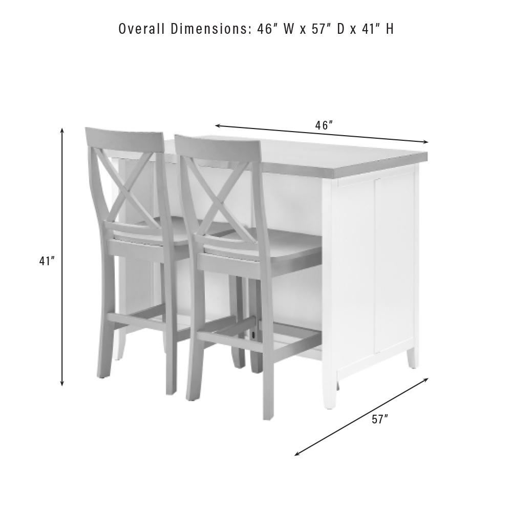 Silvia Stainless Steel Top Kitchen Island W/X-Back Stools. Picture 2
