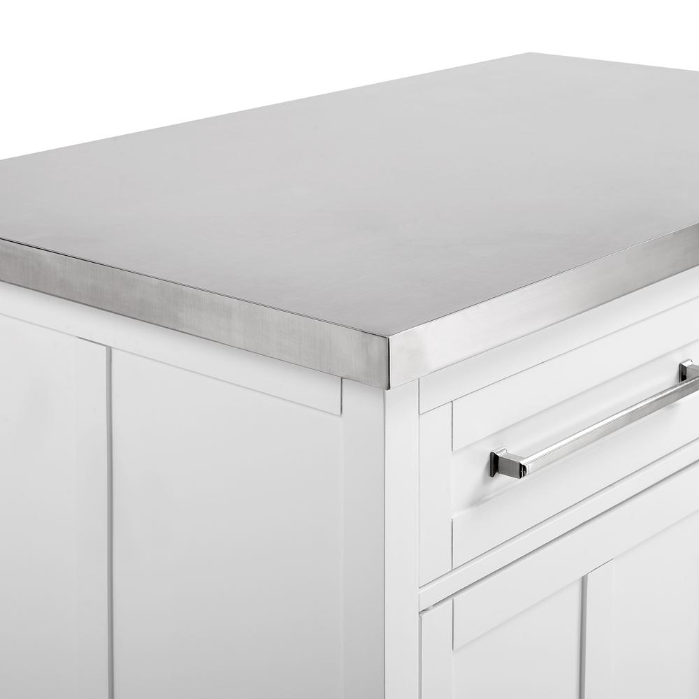 Silvia Stainless Steel Top Kitchen Island W/X-Back Stools. Picture 20