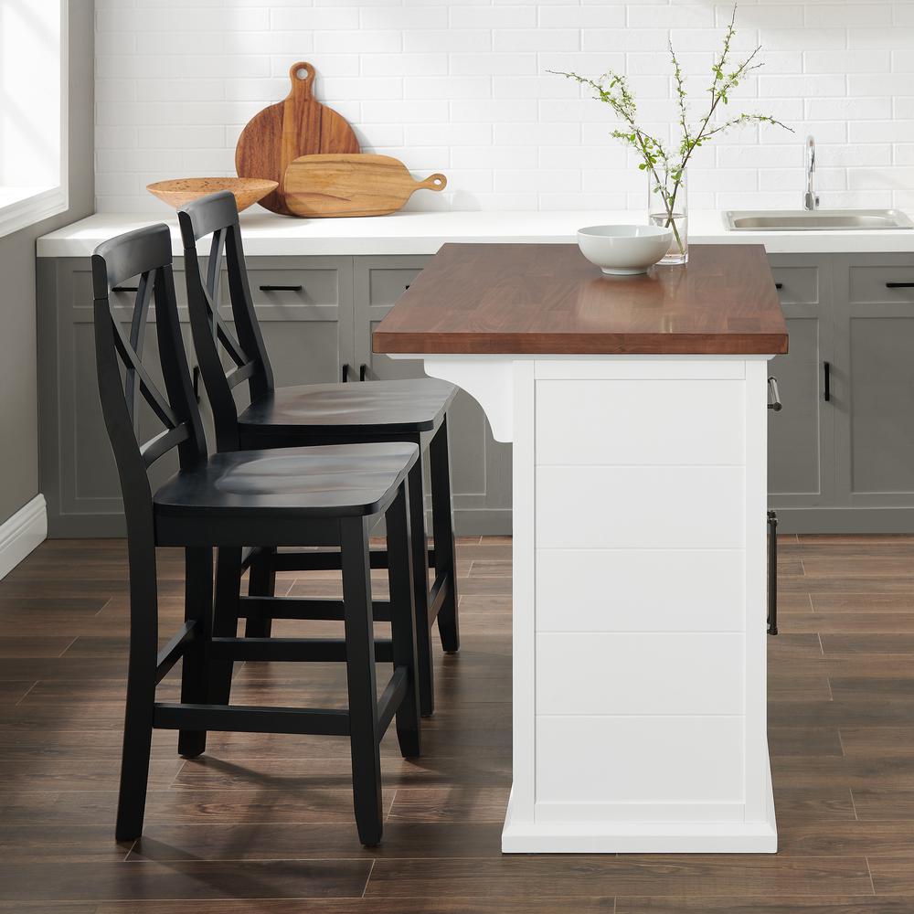 Bartlett Wood Top Kitchen Island W/X-Back Stools - Kitchen Island & 2 Stools. Picture 6