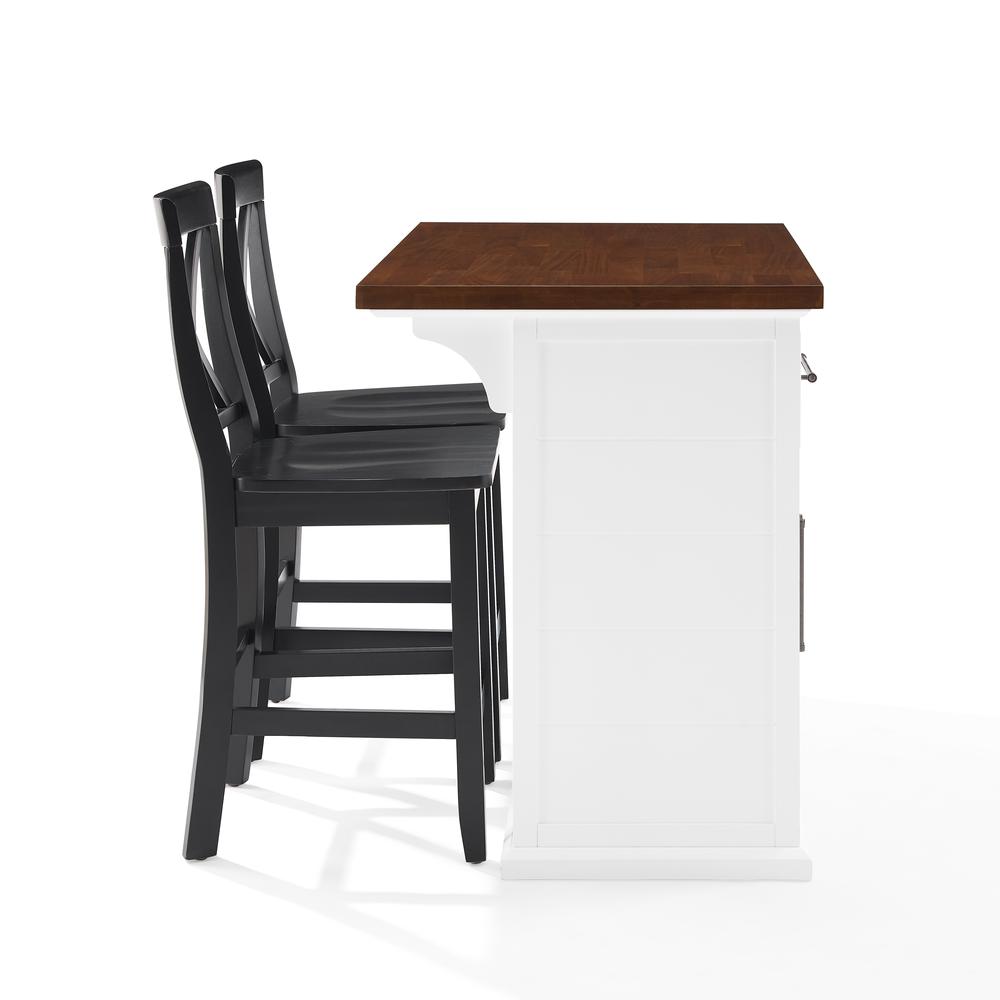 Bartlett Wood Top Kitchen Island W/X-Back Stools - Kitchen Island & 2 Stools. Picture 13