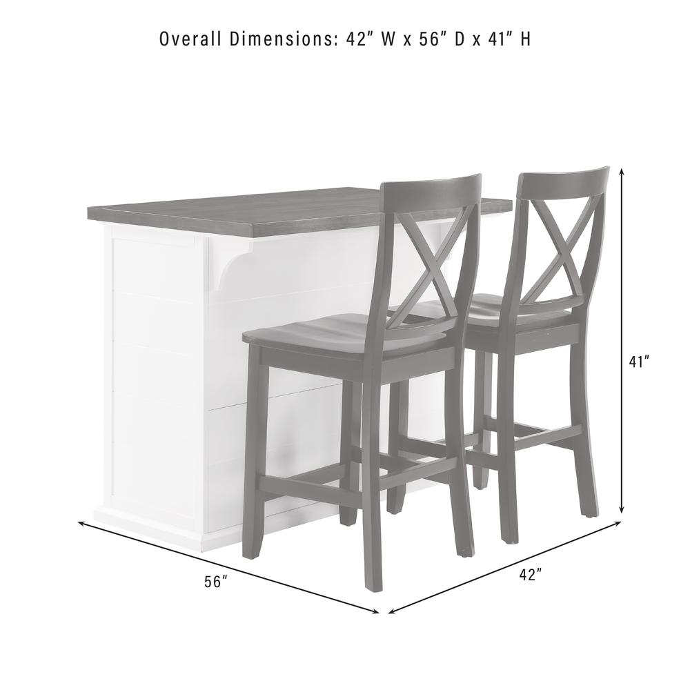 Bartlett Wood Top Kitchen Island W/X-Back Stools - Kitchen Island & 2 Stools. Picture 14