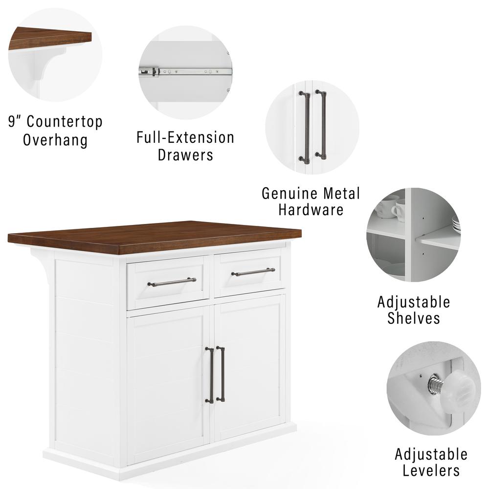 Bartlett Wood Top Kitchen Island W/Uph Square Stools - Kitchen Island & 2 Stools. Picture 9